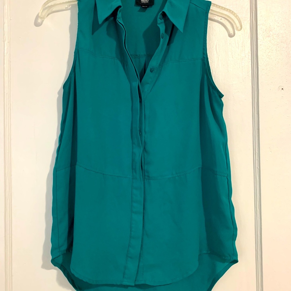 Teal collared tank top
